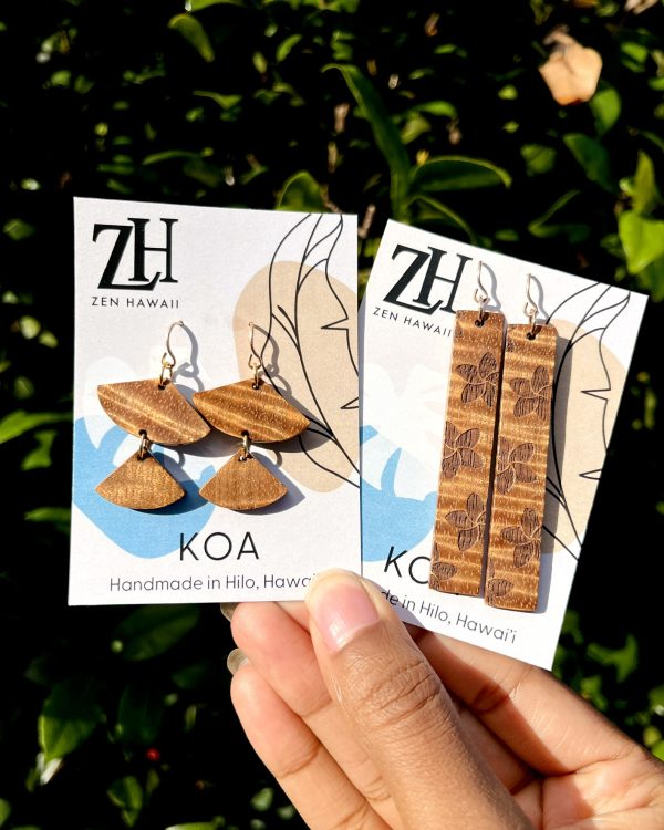 Plumeria Koa Bar Earrings - Image 3