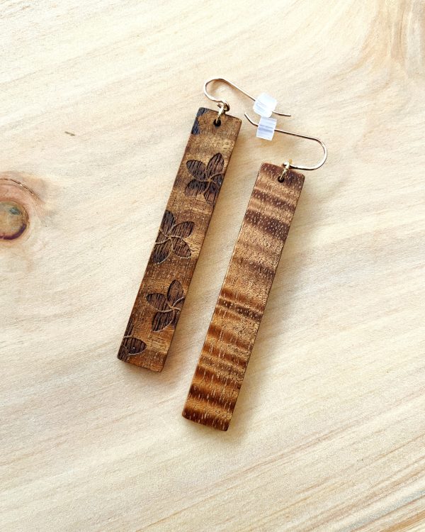 Plumeria Koa Bar Earrings - Image 2