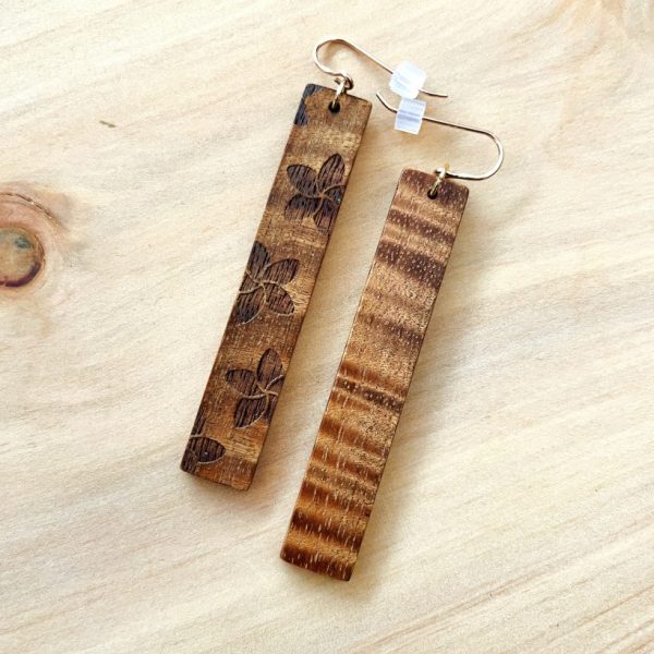 Plumeria Koa Bar Earrings